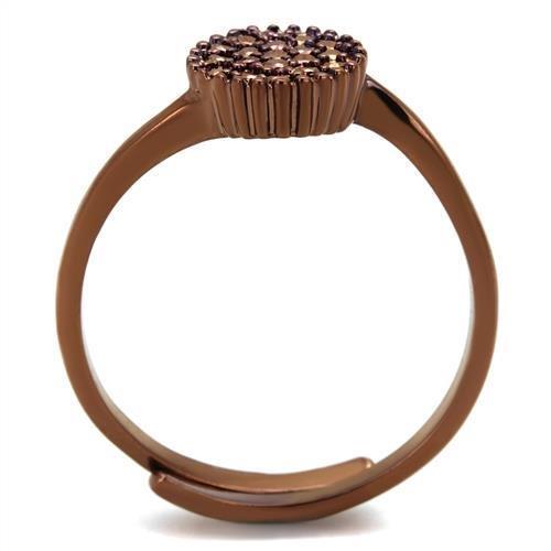 3W1177 - IP Coffee light Brass Ring with AAA Grade CZ in Light Coffee