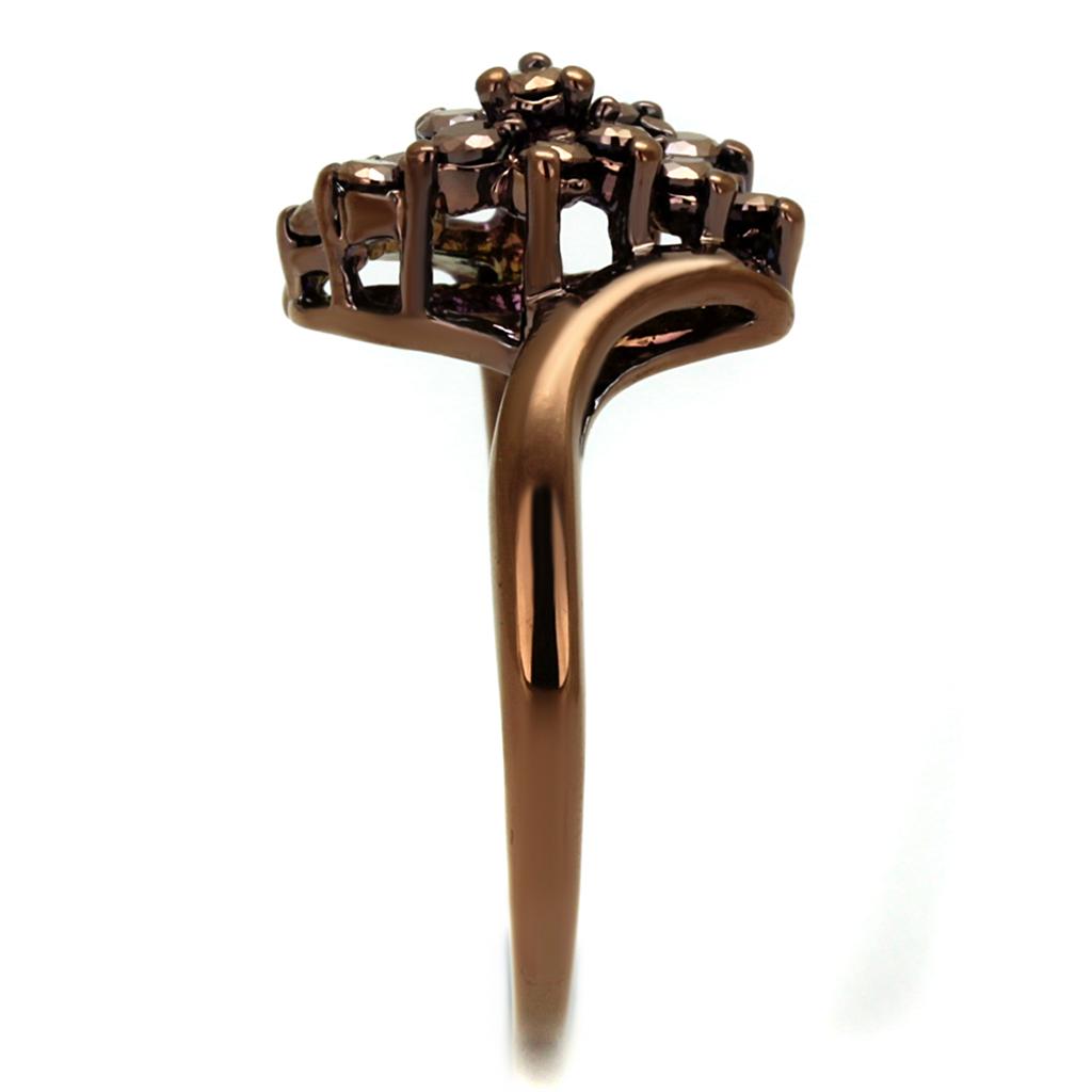 3W1154 - IP Coffee light Brass Ring with AAA Grade CZ in Light Coffee