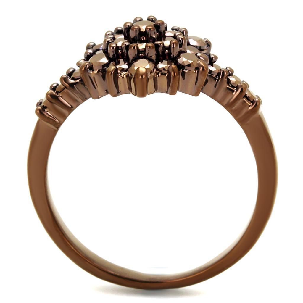 3W1188 - IP Coffee light Brass Ring with AAA Grade CZ in Light Coffee