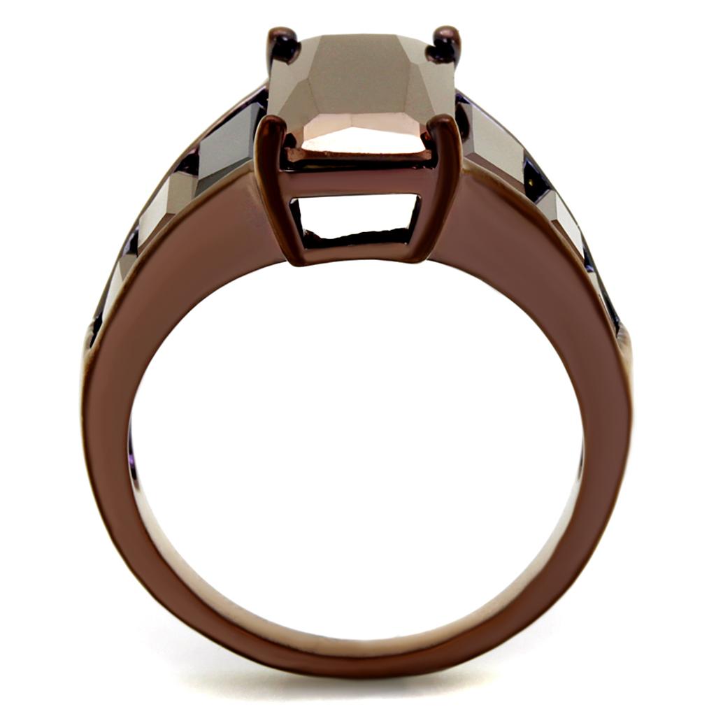 3W1184 - IP Coffee light Brass Ring with AAA Grade CZ in Light Coffee