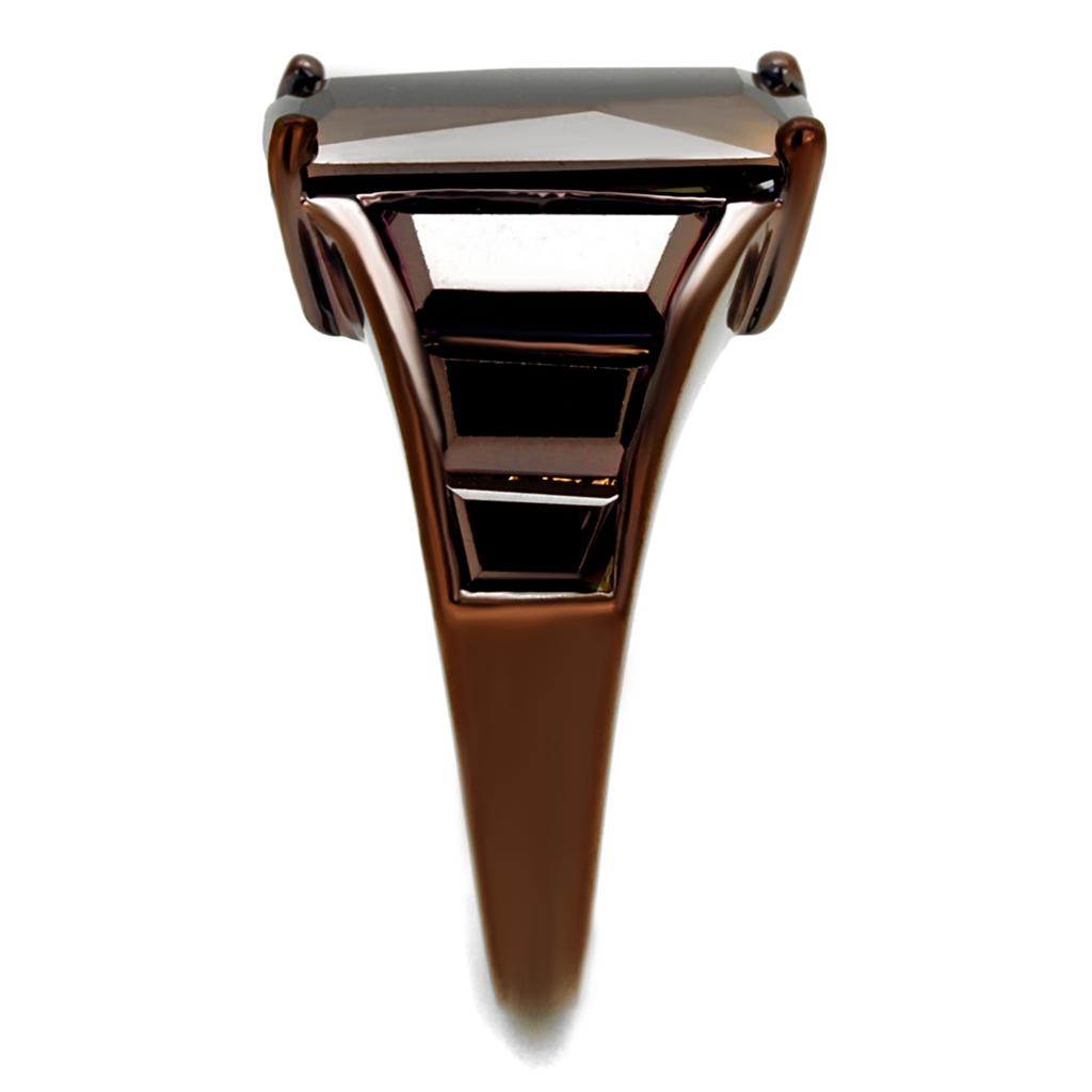 3W1184 - IP Coffee light Brass Ring with AAA Grade CZ in Light Coffee