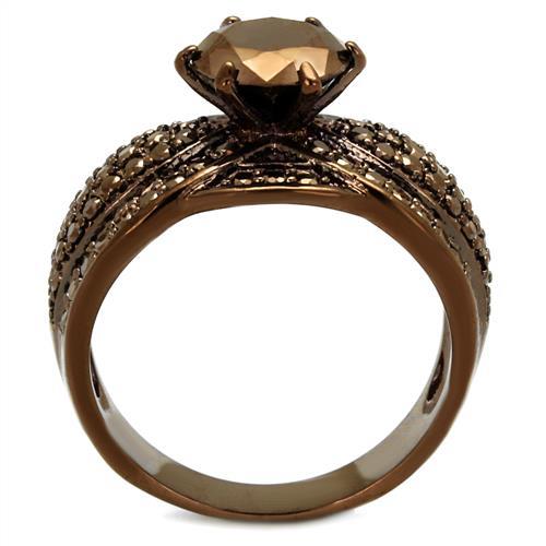 3W1100 - IP Coffee light Brass Ring with AAA Grade CZ in Light Coffee