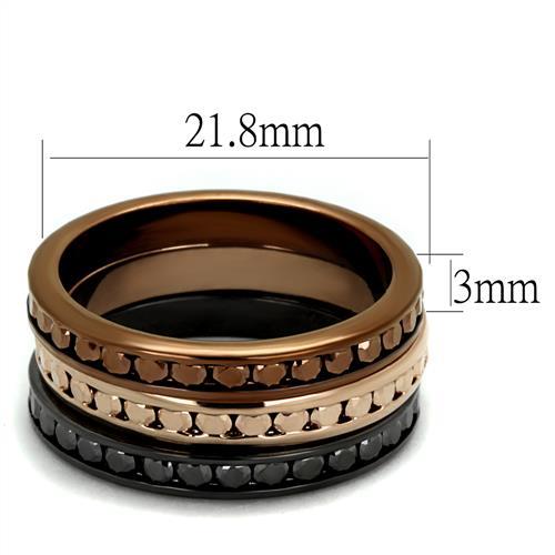 3W1208 - IP Rose Gold & IP Light Black & IP Light coffee Brass Ring with Top Grade Crystal in Multi Color
