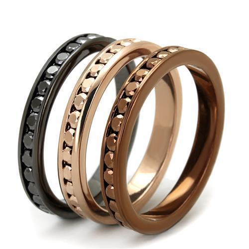 3W1208 - IP Rose Gold & IP Light Black & IP Light coffee Brass Ring with Top Grade Crystal in Multi Color