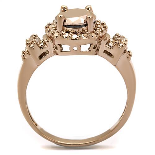 3W1193 - IP Rose Gold(Ion Plating) Brass Ring with AAA Grade CZ in Metallic Light Gold