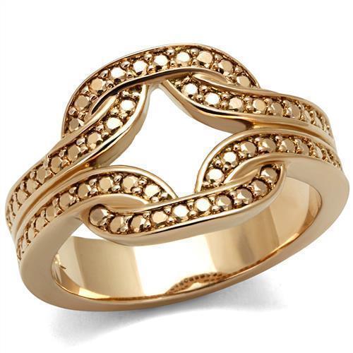 3W1336 - IP Rose Gold(Ion Plating) Brass Ring with AAA Grade CZ in Metallic Light Gold