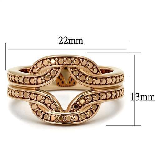 3W1336 - IP Rose Gold(Ion Plating) Brass Ring with AAA Grade CZ in Metallic Light Gold