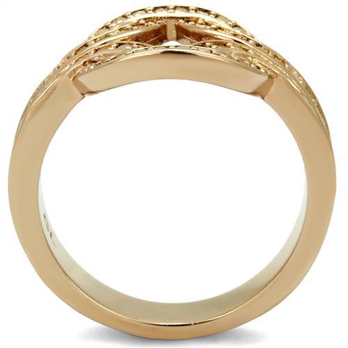 3W1336 - IP Rose Gold(Ion Plating) Brass Ring with AAA Grade CZ in Metallic Light Gold