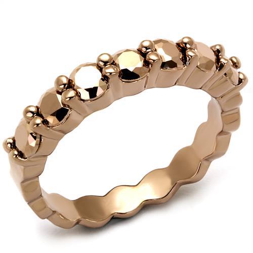 3W1195 - IP Rose Gold(Ion Plating) Brass Ring with AAA Grade CZ in Metallic Light Gold