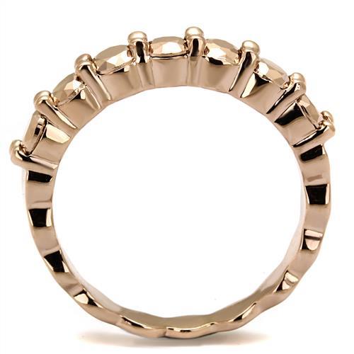3W1195 - IP Rose Gold(Ion Plating) Brass Ring with AAA Grade CZ in Metallic Light Gold