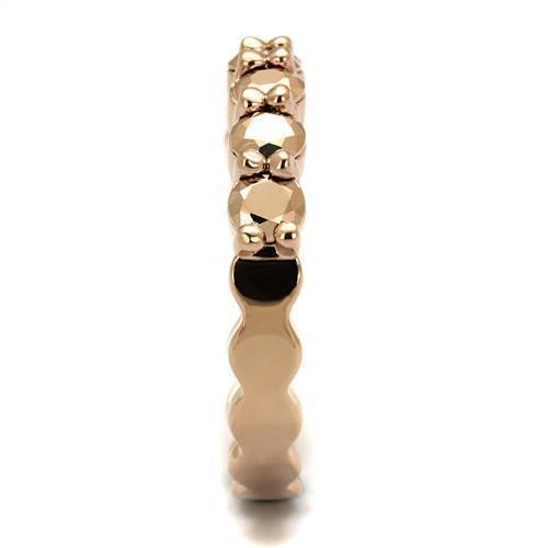 3W1195 - IP Rose Gold(Ion Plating) Brass Ring with AAA Grade CZ in Metallic Light Gold
