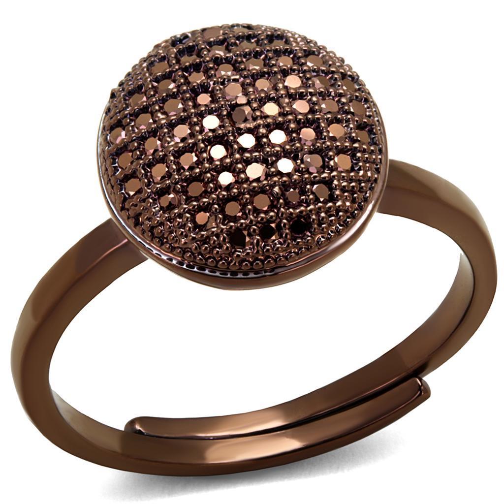 3W1187 - IP Coffee light Brass Ring with AAA Grade CZ in Light Coffee