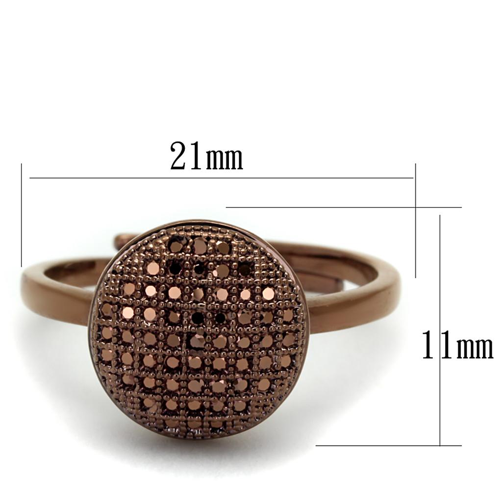 3W1187 - IP Coffee light Brass Ring with AAA Grade CZ in Light Coffee