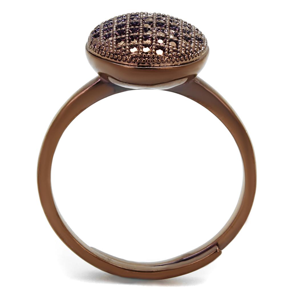 3W1187 - IP Coffee light Brass Ring with AAA Grade CZ in Light Coffee