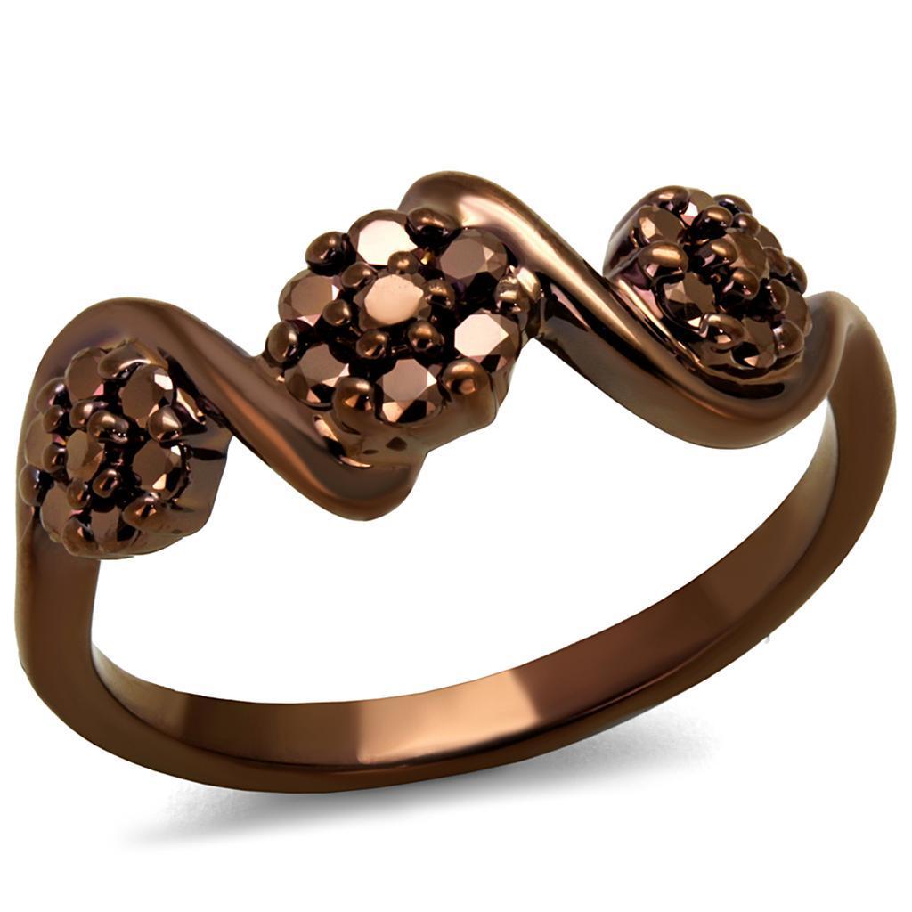 3W1181 - IP Coffee light Brass Ring with AAA Grade CZ in Light Coffee