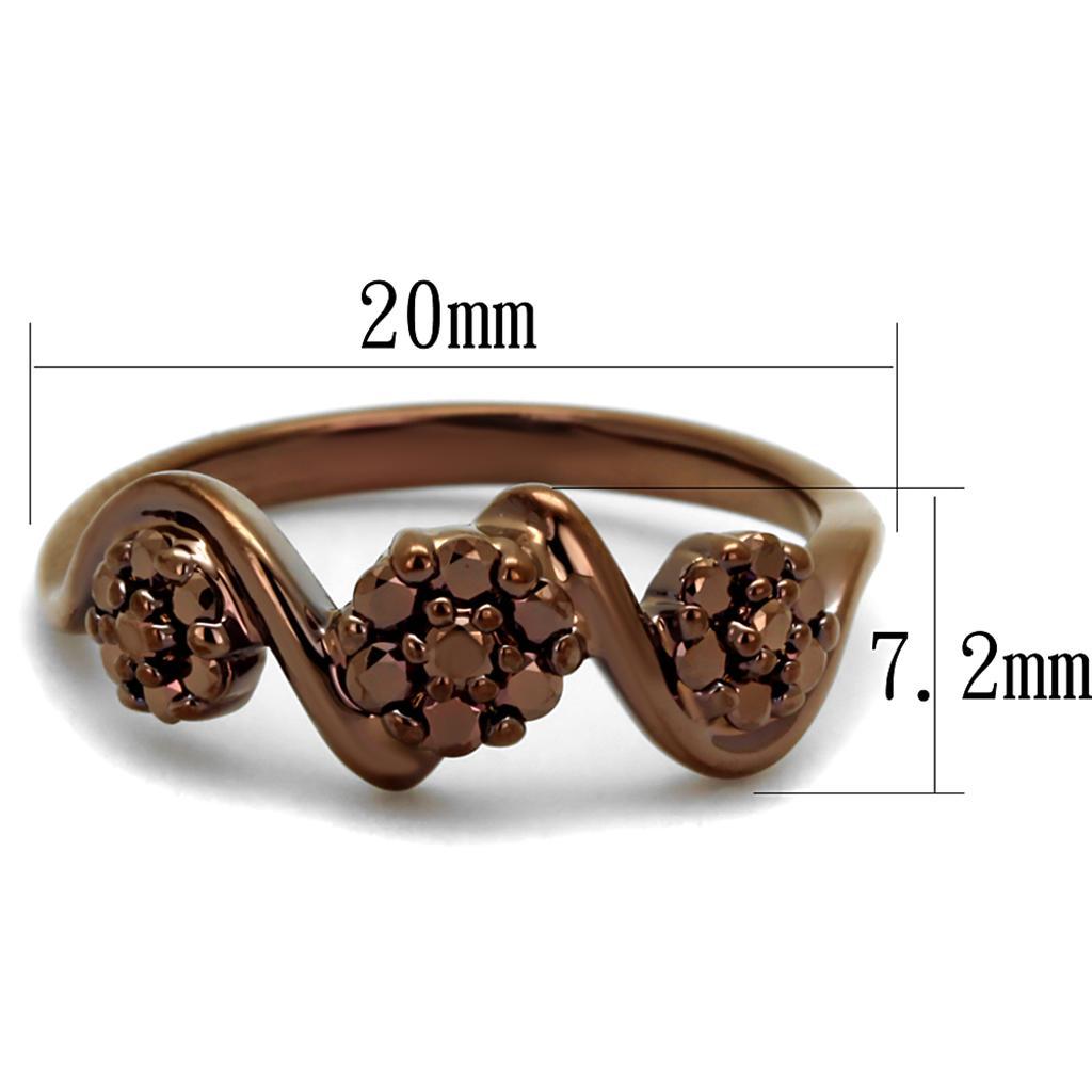 3W1181 - IP Coffee light Brass Ring with AAA Grade CZ in Light Coffee