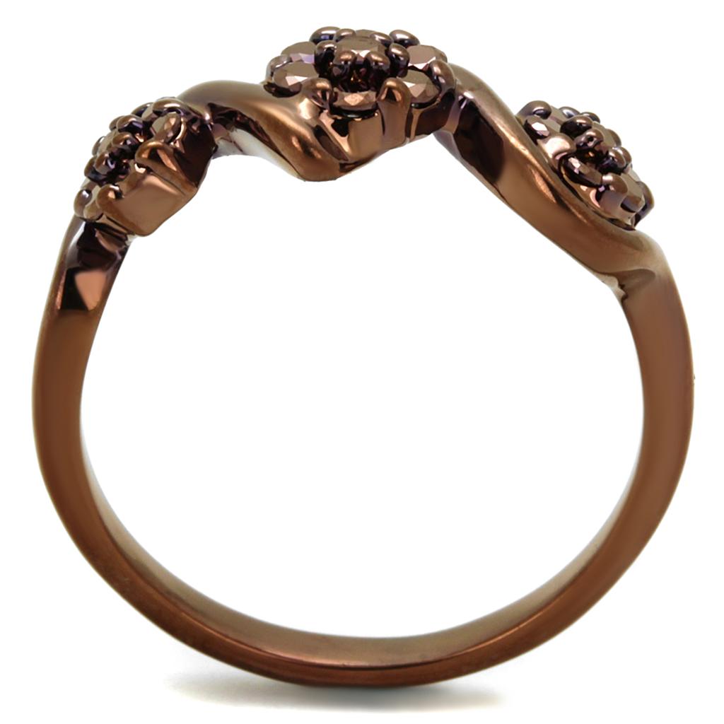 3W1181 - IP Coffee light Brass Ring with AAA Grade CZ in Light Coffee