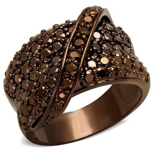 3W1098 - IP Coffee light Brass Ring with AAA Grade CZ in Light Coffee