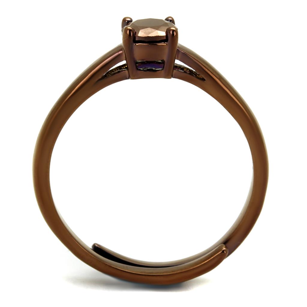3W1147 - IP Coffee light Brass Ring with AAA Grade CZ in Light Coffee