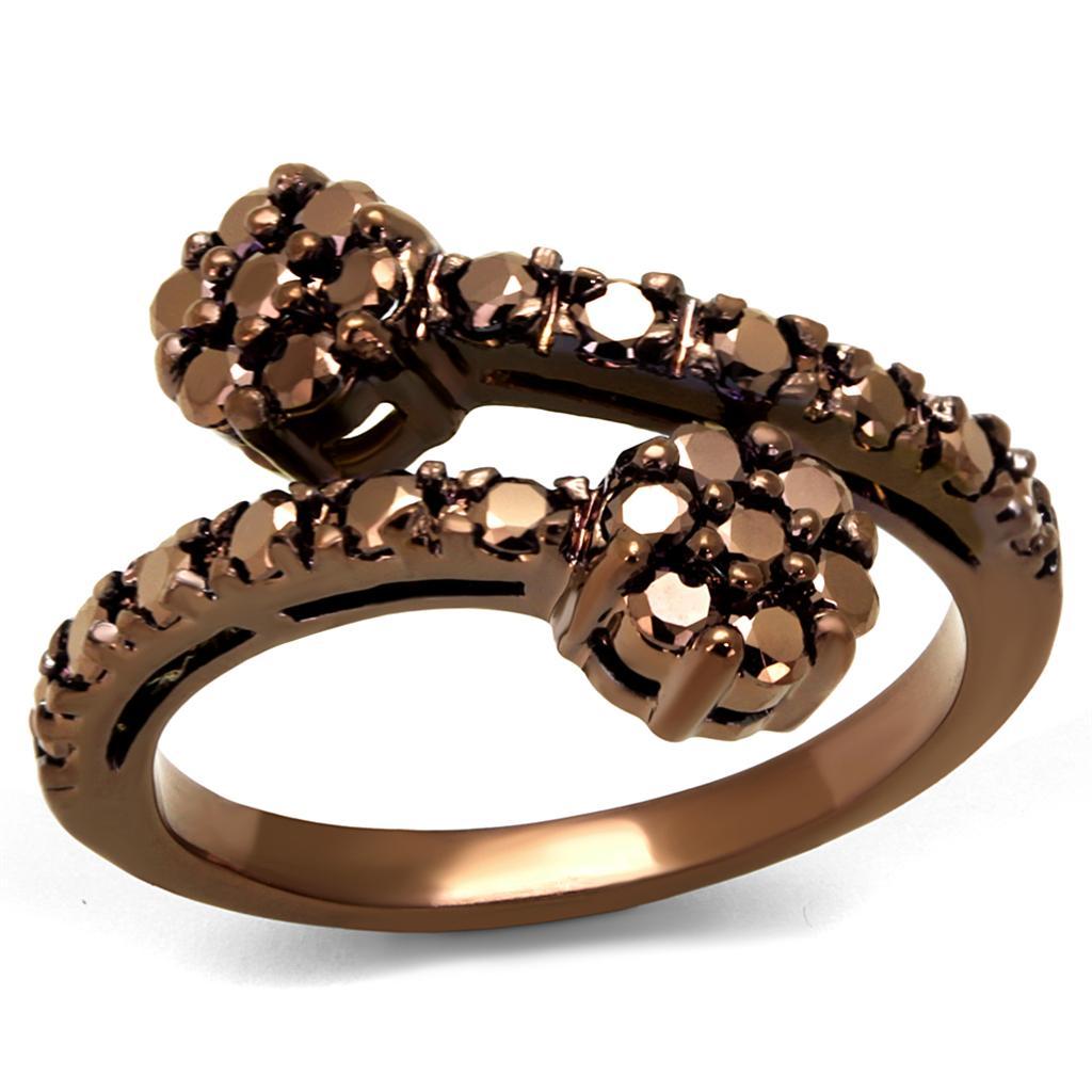 3W1158 - IP Coffee light Brass Ring with AAA Grade CZ in Light Coffee