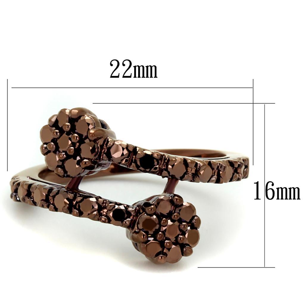 3W1158 - IP Coffee light Brass Ring with AAA Grade CZ in Light Coffee