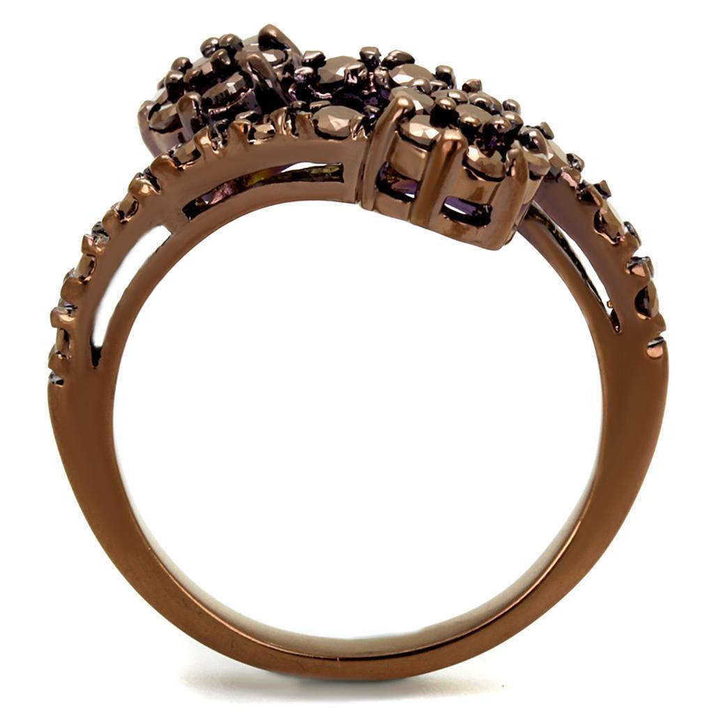 3W1158 - IP Coffee light Brass Ring with AAA Grade CZ in Light Coffee