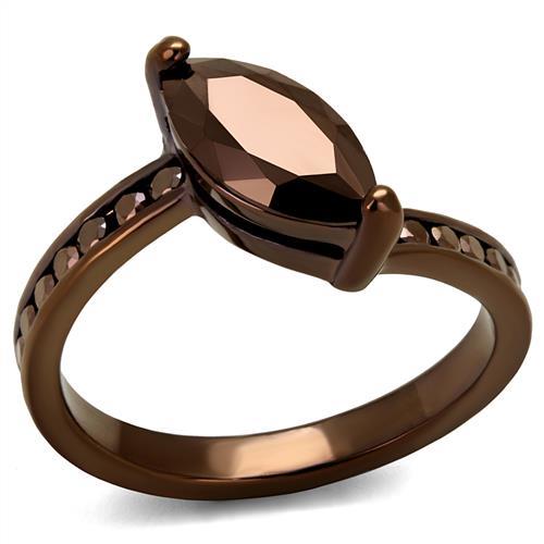 3W1190 - IP Coffee light Brass Ring with AAA Grade CZ in Light Coffee