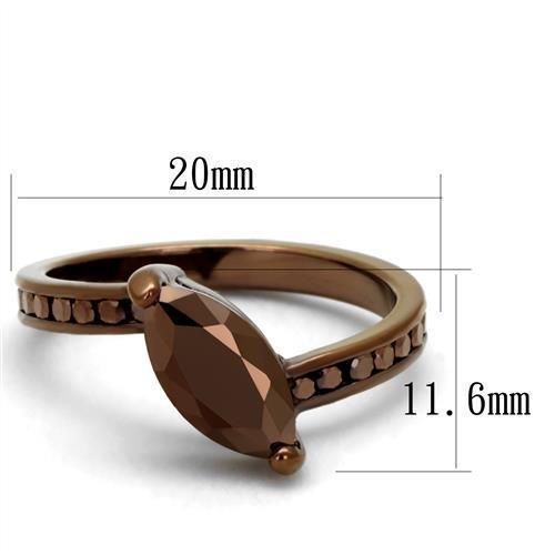 3W1190 - IP Coffee light Brass Ring with AAA Grade CZ in Light Coffee