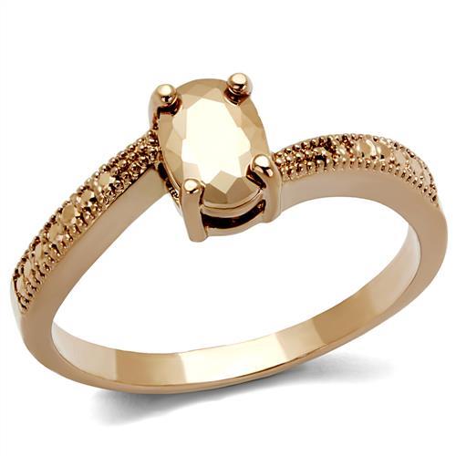3W1201 - IP Rose Gold(Ion Plating) Brass Ring with AAA Grade CZ in Metallic Light Gold
