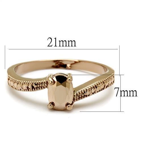 3W1201 - IP Rose Gold(Ion Plating) Brass Ring with AAA Grade CZ in Metallic Light Gold