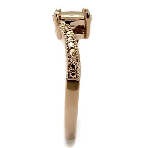 3W1201 - IP Rose Gold(Ion Plating) Brass Ring with AAA Grade CZ in Metallic Light Gold