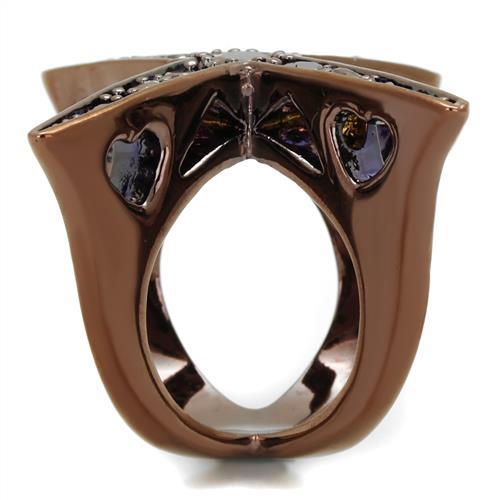 3W1175 - IP Coffee light Brass Ring with AAA Grade CZ in Light Coffee