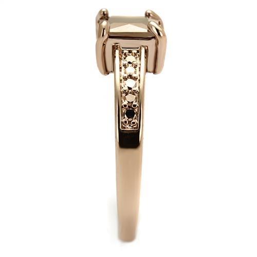 3W1197 - IP Rose Gold(Ion Plating) Brass Ring with AAA Grade CZ in Metallic Light Gold