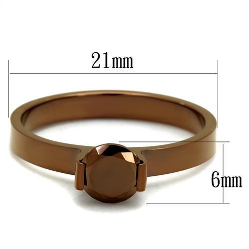 TK2593 - IP Coffee light Stainless Steel Ring with AAA Grade CZ in Light Coffee