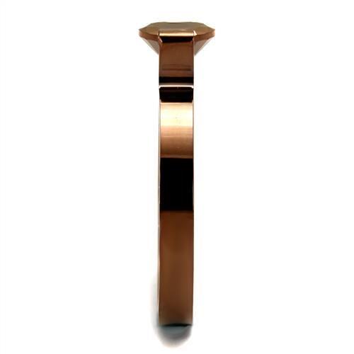 TK2593 - IP Coffee light Stainless Steel Ring with AAA Grade CZ in Light Coffee