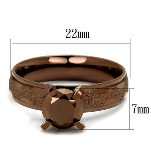 TK2595 - IP Coffee light Stainless Steel Ring with AAA Grade CZ in Light Coffee