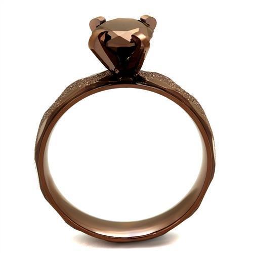 TK2595 - IP Coffee light Stainless Steel Ring with AAA Grade CZ in Light Coffee