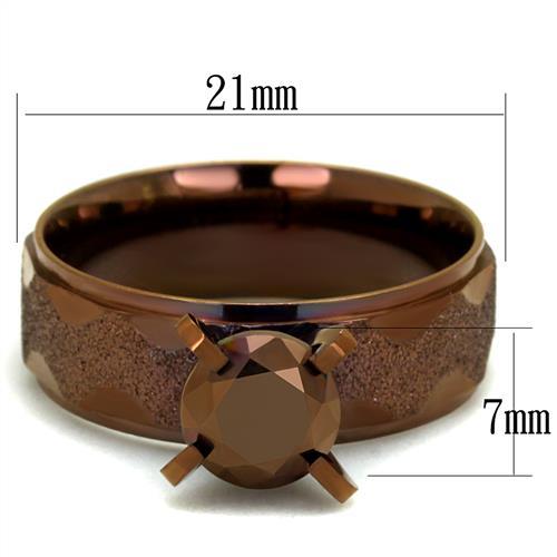TK2596 - IP Coffee light Stainless Steel Ring with AAA Grade CZ in Light Coffee