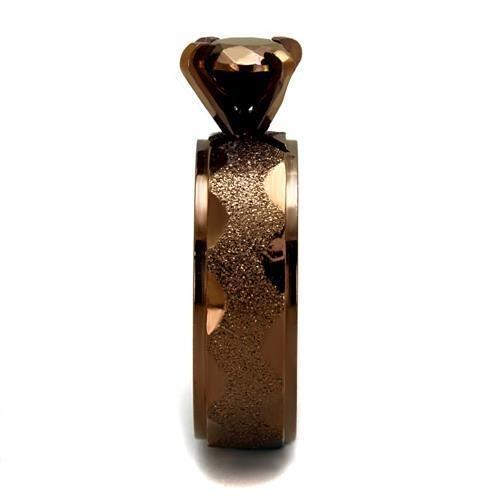 TK2596 - IP Coffee light Stainless Steel Ring with AAA Grade CZ in Light Coffee