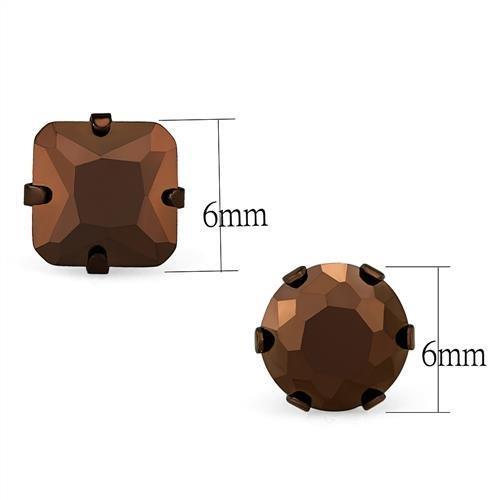 TK2443 - Two Tone IP Light Brown (IP Light coffee) Stainless Steel Earrings with AAA Grade CZ in Light Coffee