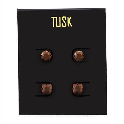 TK2443 - Two Tone IP Light Brown (IP Light coffee) Stainless Steel Earrings with AAA Grade CZ in Light Coffee