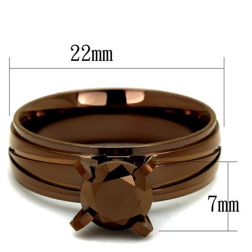 TK2598 - IP Coffee light Stainless Steel Ring with AAA Grade CZ in Light Coffee