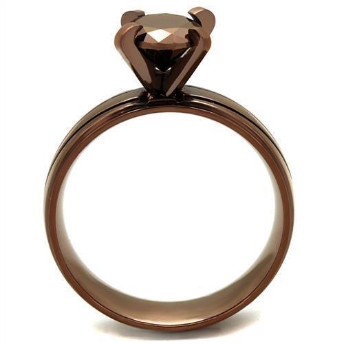 TK2598 - IP Coffee light Stainless Steel Ring with AAA Grade CZ in Light Coffee