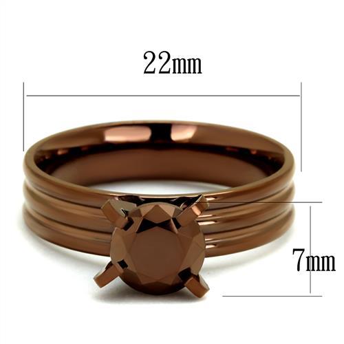 TK2597 - IP Coffee light Stainless Steel Ring with AAA Grade CZ in Light Coffee
