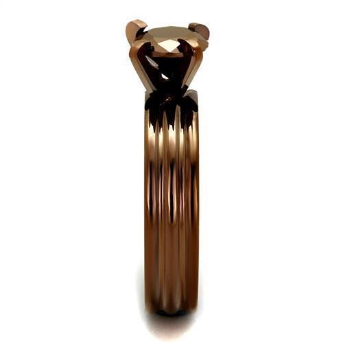 TK2597 - IP Coffee light Stainless Steel Ring with AAA Grade CZ in Light Coffee