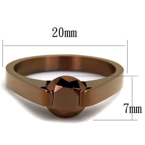 TK2594 - IP Coffee light Stainless Steel Ring with AAA Grade CZ in Light Coffee