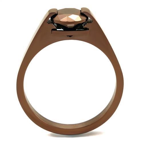 TK2594 - IP Coffee light Stainless Steel Ring with AAA Grade CZ in Light Coffee