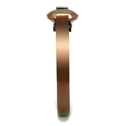 TK2594 - IP Coffee light Stainless Steel Ring with AAA Grade CZ in Light Coffee