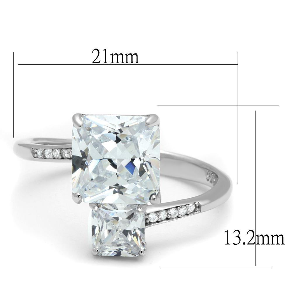 TS557 - Rhodium 925 Sterling Silver Ring with AAA Grade CZ in Clear