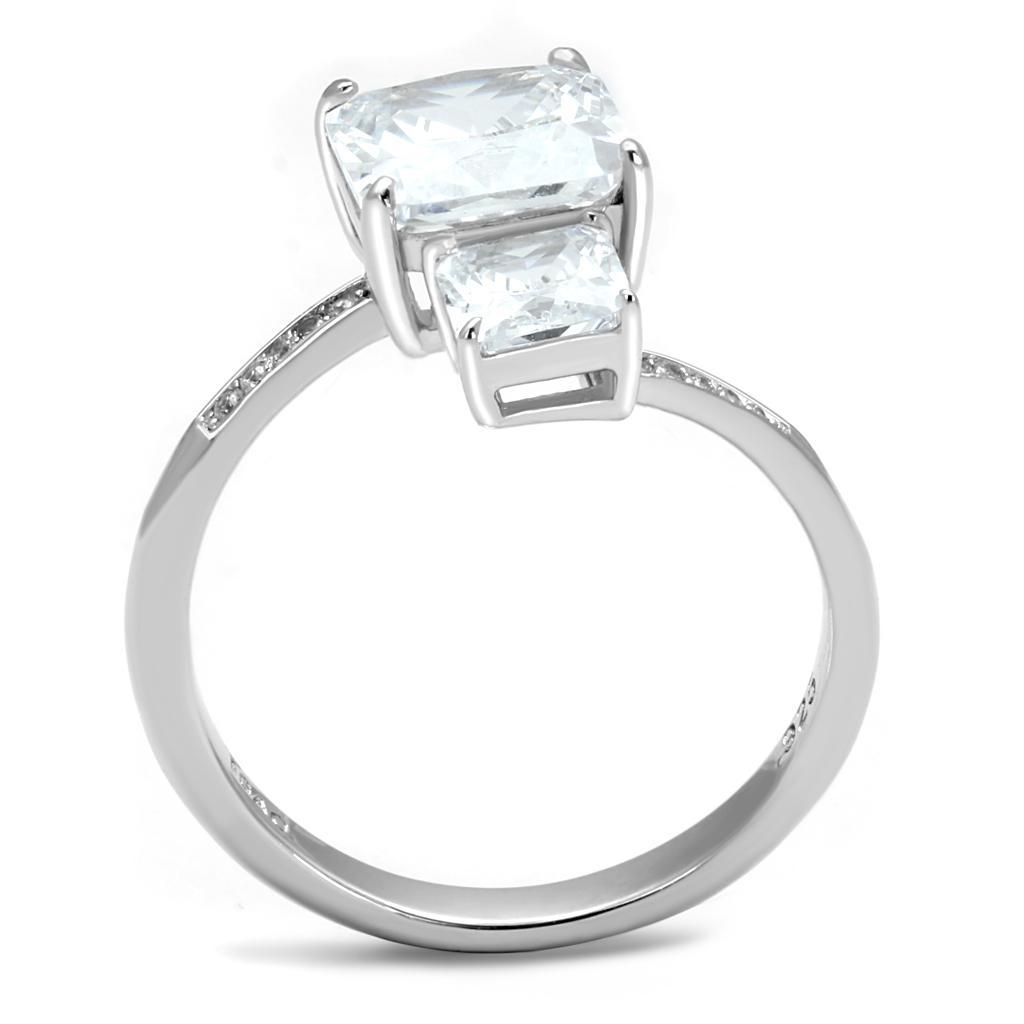 TS557 - Rhodium 925 Sterling Silver Ring with AAA Grade CZ in Clear